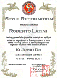 INTERNATIONAL BUJUTSU SOCIETY - Certificato Internazionale di Grado